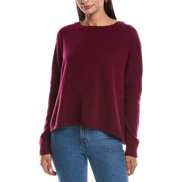 Minnie Rose WomensCropped Cashmere Sweater Red